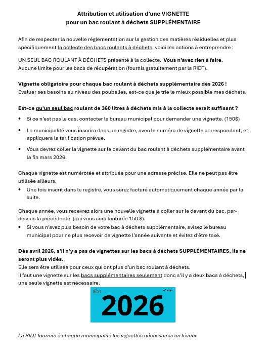 Bacs déchets Avril 2026