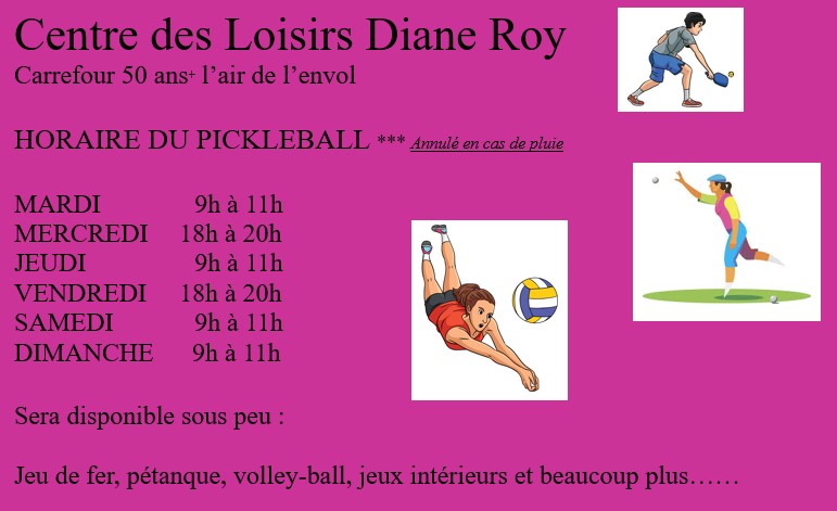 horaire pickeball